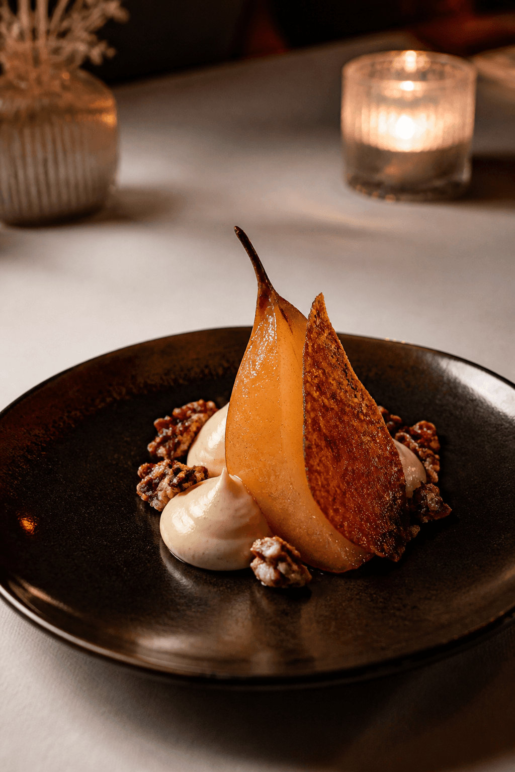 Dessert à la poire, sarrasin et vanille
